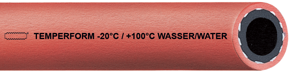 Kühlwasserschlauch für Temperieranwendungen an Spritzgussanlagen / rot